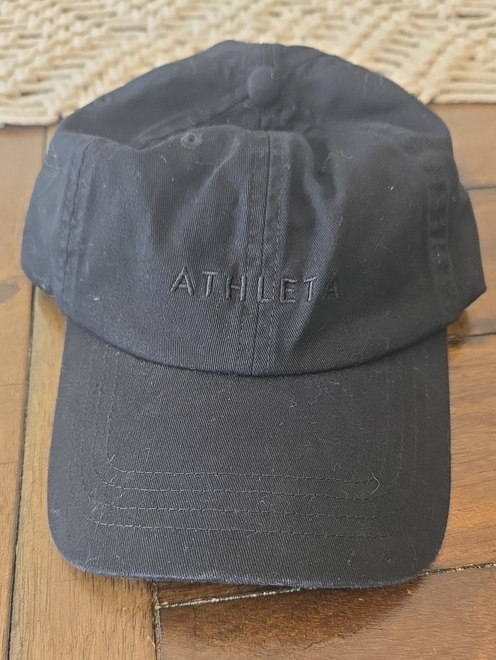 Athleta Adjustable Black Embroidered Logo Baseball Hat